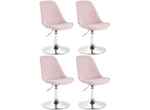 4251756471262 - - 4er Set Esszimmerstühle Maverick Samt pink chrom