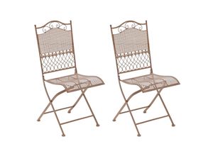 4251756476984 - 2er Set Eisen-Gartenstühle Kiran I Klappstühle mit edlen Verzierungen