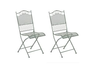 4251756477028 - 2er Set Eisen-Gartenstühle Kiran I Klappstühle mit edlen Verzierungen