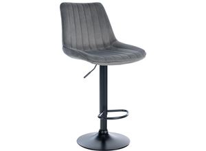 4251756484699 - Barhocker Toni Samt Höhenverstellbarer Thekenhocker mit Rückenlehne Barstuhl mit Metallgestell