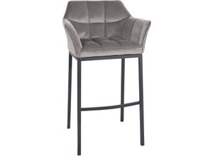 4251756488307 - - Barhocker Damaso Samt-Bezug mit Vierfußgestell grau schwarz 4251756488307 - - Barhocker Damaso Samt-Bezug mit Vierfußgestell grau schwarz