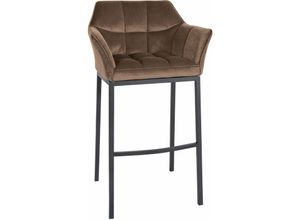 4251756488314 - - Barhocker Damaso Samt-Bezug mit Vierfußgestell braun schwarz 4251756488314 - - Barhocker Damaso Samt-Bezug mit Vierfußgestell braun schwarz