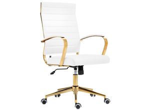 4251756494940 - Ergonomischer Bürostuhl Havanna Kunstleder I Höhenverstellbarer Schreibtischstuhl Mit Metall-Gestell In Gold-Optik I 360 Grad Drehbar