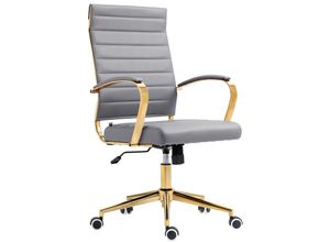 4251756494964 - Ergonomischer Bürostuhl Havanna Kunstleder I Höhenverstellbarer Schreibtischstuhl Mit Metall-Gestell In Gold-Optik I 360 Grad Drehbar