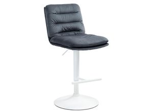 4251756498351 - Barhocker Damar mit Samtbezug I Barstuhl höhenverstellbar und drehbar I gepolsterter Tresenhocker mit Fußstütze und Rückenlehne