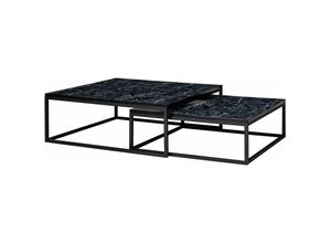 4251757700095 - Design Couchtisch 2er Set Marmor Optik Eckig Couchtische 2-teilig Tischgestell Metall Edle Wohnzimmertische Moderne Satztische - Finebuy