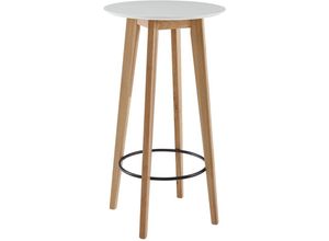 4251757700736 - Stehtisch 60x110x60 cm Weiß Bartisch für 4 Personen Moderner Tisch für Bar Design Partytisch Holz Hochtisch Eiche Skandinavisch - Finebuy