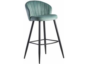 4251757701894 - Finebuy - Barhocker Samt Hocker mit Lehne Küchenhocker Skandinavisch Stoff   Metall 110 kg Design Barstuhl Tresenhocker Bistrohocker Gepolstert