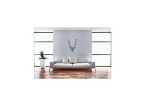 4251757702785 - Finebuy - Deko Hirschgeweih s Aluminium Wanddeko Landhausstil Silber Metall modern Design Hirschkopf Landhaus Geweih Wand groß Wohndeko Hirsch