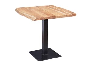 4251757702815 - Esstisch Baumkante 80 x 75 x 75 cm Akazie Massivholz Esszimmertisch Kleiner Holztisch Esszimmer Designer Küchentisch Quadratisch - Finebuy