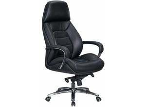 4251757702853 - Designer Bürostuhl Bezug Echtleder Schreibtischstuhl bis 120 kg xxl Design Chefsessel höhenverstellbar Drehstuhl ergonomisch mit Armlehnen & hoher