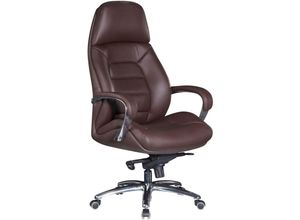 4251757702877 - Designer Bürostuhl Bezug Echtleder Schreibtischstuhl bis 120 kg xxl Design Chefsessel höhenverstellbar Drehstuhl ergonomisch mit Armlehnen & hoher