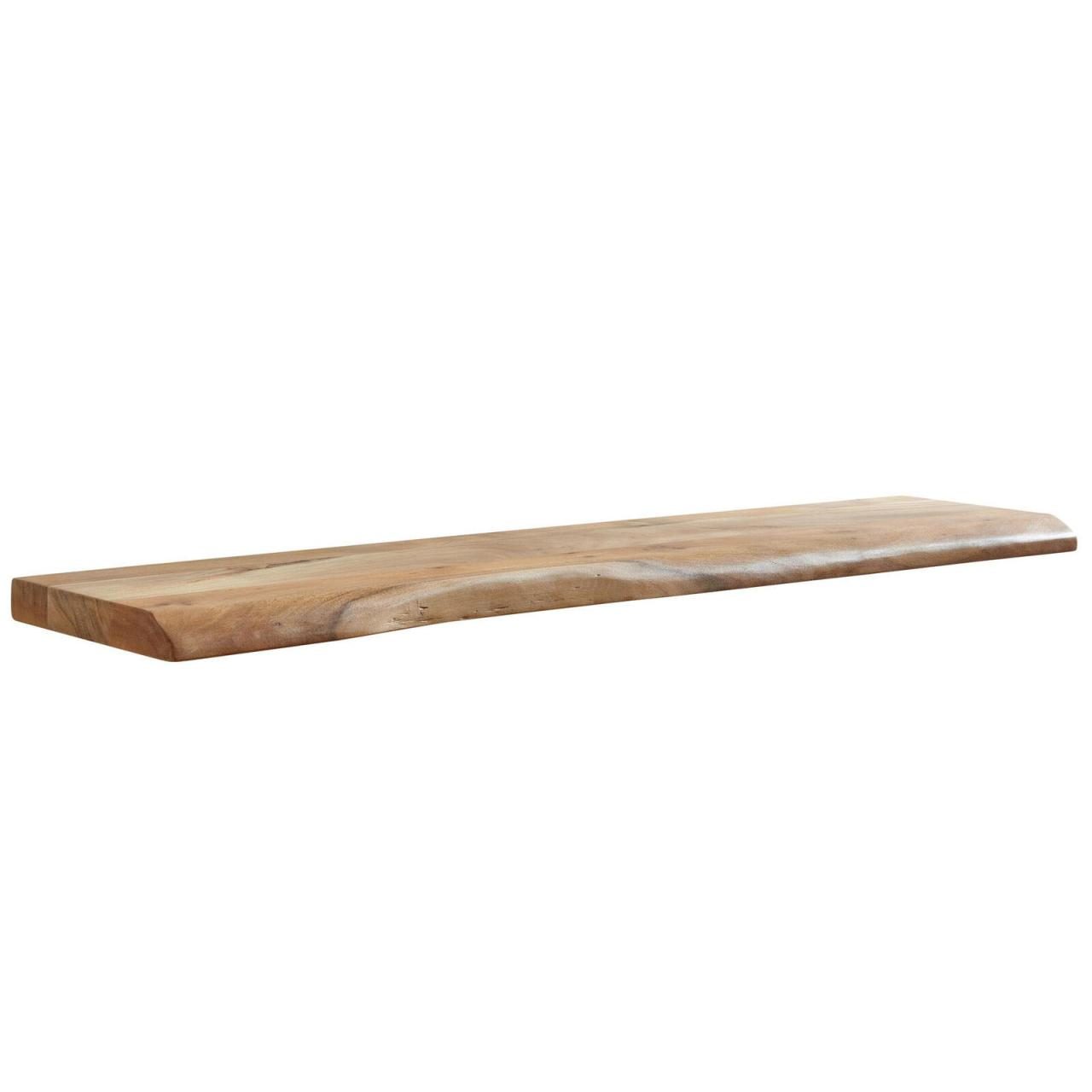 4251757703348 - WOHNLING Wandregal Baumkante Akazie Holz Design Schweberegal 120 cm Regal Massiv