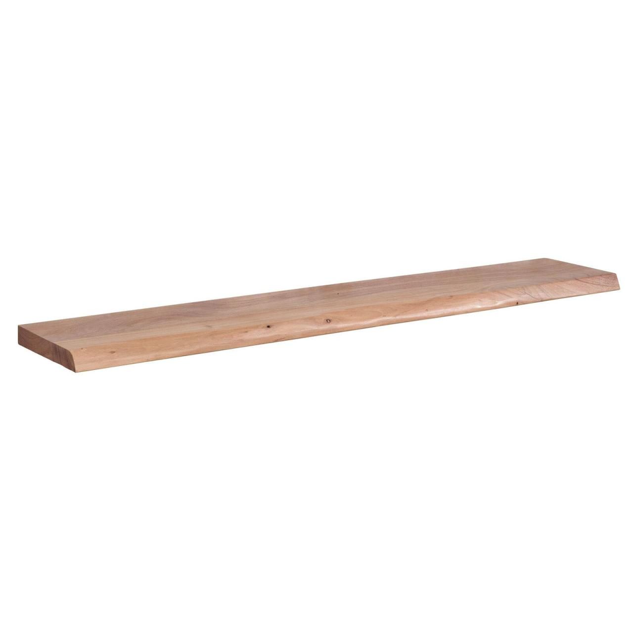 4251757703355 - WOHNLING Wandregal Baumkante Akazie Holz Design Schweberegal 140 cm Regal Massiv