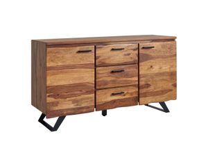 4251757703638 - WOHNLING Sideboard 145x82x45 cm Holz Massiv Kommode Anrichte Modern Schubladen