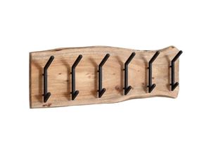 4251757704604 - Design Wandgarderobe Akazie Massivholz   Metall 100 x 29 x 125 cm Hakenleiste Flurgarderobe Wand Garderobe Holz - Finebuy