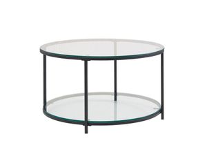 4251757705298 - WOHNLING Couchtisch Glas Wohnzimmertisch Ø 80 cm Sofatisch Rund Tisch Stauraum