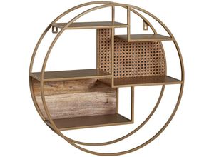 4251757705687 - Wandregal Rattan 62x62x17 cm Hängeregal Massivholz   Metall Industrial Schweberegal Wiener Geflecht Rund Wand Regal Hängend Offen Wohnzimmer