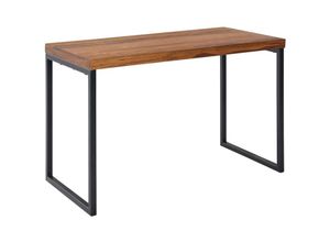 4251757705892 - Schreibtisch Sheesham Massivholz   Metall 117x59x765 cm Computertisch Design Bürotisch Klein Dunkel Laptoptisch Arbeitszimmer - Finebuy