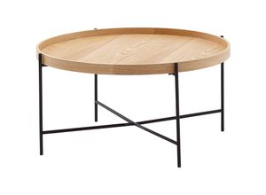 4251757706769 - Couchtisch 78x78x40 cm Sofatisch Holz   Metall Wohnzimmertisch Eiche Design Stubentisch Modern Rund Holztisch Kaffeetisch Tisch Wohnzimmer