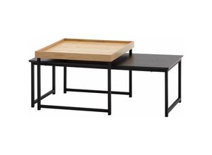 4251757706943 - Couchtisch 2er Set Holz   Metall Sofatisch Eckig Modern Beistelltisch 2-teilig Design Wohnzimmertische Holztisch Satztische - Finebuy