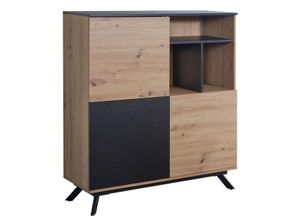 4251757707155 - WOHNLING Highboard 110x129x40 cm MDF Sideboard Eiche Dekor Kommode Anrichte