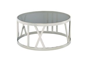 4251757707292 - WOHNLING Couchtisch Glas Sofatisch Ø 60 cm Tisch Wohnzimmertisch Rund Silber