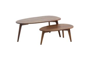 4251757707865 - WOHNLING Couchtisch 2er Set Nierenform Holz Wohnzimmertisch Beistelltisch Braun