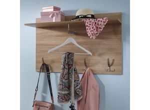 4251757708145 - Finebuy - Wandgarderobe Sonoma Eiche 90x60x295 cm Design Flurgarderobe Holz Hakenleiste Wandpaneel mit Ablage und Kleiderstange Garderobe Wand