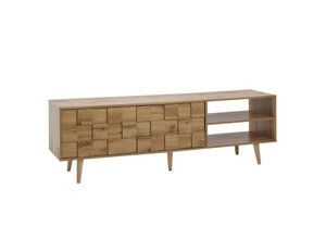 4251757708220 - Lowboard Holz Eiche-Dekor 160x51x40 cm TV-Kommode mit zwei Türen Design TV-Schrank Hoch Fernsehtisch Fernsehschrank Modern Fernsehkommode