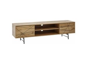 4251757708367 - Lowboard Holz Eiche-Dekor 160x45x40 cm TV-Kommode mit zwei Türen Design TV-Schrank Hoch Fernsehtisch Fernsehschrank Modern Fernsehkommode