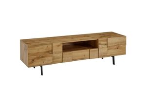 4251757708589 - Lowboard Holz Eiche-Dekor 160x46x43 cm TV-Kommode mit zwei Türen Design TV-Schrank Hoch Fernsehtisch Fernsehschrank Modern Fernsehkommode