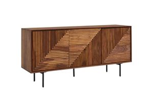 4251757710315 - Sideboard 148x72x40 cm Sheesham Massivholz   Metall Anrichte Kommode mit drei Türen Kommodenschrank Holz Modern Standschrank Wohnzimmer - Finebuy