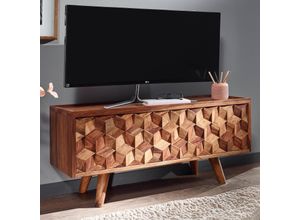 4251757710520 - Lowboard Sheesham Massivholz 92x44x35 cm TV-Kommode mit Klapptür Design TV-Schrank Hoch Fernsehtisch Fernsehschrank Modern Fernsehkommode