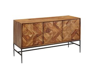 4251757710773 - Sideboard 123x70x45 cm Sheesham Massivholz   Metall Anrichte mit Türen Industrial Kommode Kommodenschrank Holz Modern Standschrank Wohnzimmer