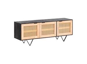 4251757712760 - Sideboard 145x55x40 cm Massivholz Rattan Anrichte Kommodenschrank