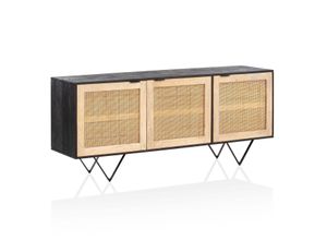 4251757712784 - Sideboard 175x75x45 cm Massivholz Rattan Anrichte Kommodenschrank