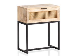 4251757712906 - Nachttisch Nachtkommode Boxspringbett Holz 50x60x30 cm Wiener Geflecht