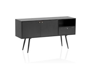 4251757713088 - Sideboard 140 cm Anrichte Kommodenschrank Schwarz mit Türen Schublade