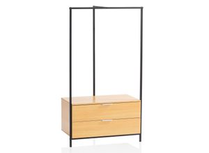 4251757714290 - Garderobe Eiche 152 cm Kleiderschrank Schubläden Kleiderstange Flur