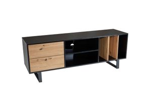 4251757714450 - Lowboard 150 cm TV Schrank Regal Fernsehkommode Fernsehschrank Schwarz