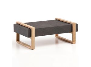 4251757718250 - Couchtisch 105x66x40 cm Steinoptik   Mango Massivholz Sofatisch Anthrazit Design Wohnzimmertisch Kaffeetisch Massiv Tisch Wohnzimmer Rechteckig