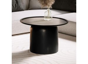 4251757719660 - Couchtisch 60x60x40 cm Mango Massivholz Schwarz Sofatisch Rund Design Wohnzimmertisch mit erhöhtem Rand Kaffeetisch Wohnzimmer Modern mit