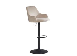 4251757720314 - Barhocker Samt Hocker mit Lehne 86 - 106 cm Küchenhocker Höhenverstellbar Modern 100 kg Barstuhl Tresenhocker mit Metall-Trompetenfuß