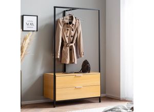 4251757720529 - Garderobe Kleiderschrank Eiche 152 cm Schubläden Kleiderstange Flur