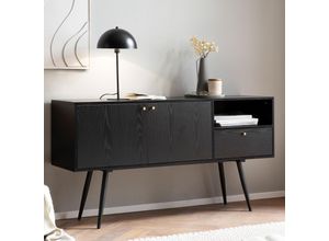 4251757720604 - Sideboard Anrichte 140 cm Kommodenschrank Schwarz mit Türen Schublade