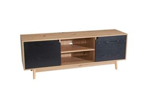 4251757720611 - Lowboard Eiche-Dekor Schwarz 150x55x40 cm TV-Kommode Modern Design TV-Schrank Hoch Fernsehtisch Fernsehschrank mit zwei Türen Fernsehkommode