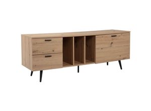 4251757720635 - Lowboard Eiche-Dekor 150x55x40 cm Design TV-Kommode Modern TV-Schrank Hoch Fernsehtisch Fernsehschrank mit Tür & Schubladen Fernsehkommode