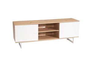 4251757720666 - Lowboard Eiche-Dekor 150x55x40 cm TV-Kommode Modern Design TV-Schrank Hoch Fernsehtisch Fernsehschrank mit zwei Türen Fernsehkommode Wohnzimmer