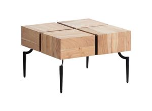 4251757720949 - Finebuy - Couchtisch Massivholz 60x60x40 cm Quadratisch mit Metallgestell Kleiner Sofatisch Würfel-Form Wohnzimmertisch Couch Modern Kaffeetisch